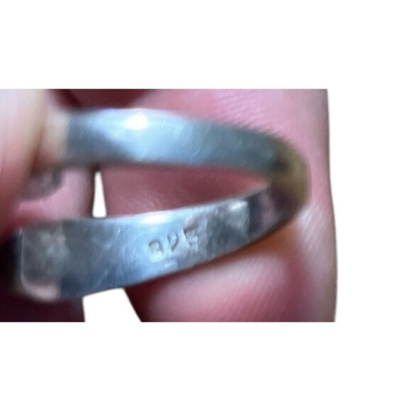 Vintage Sterling Silver Ring Teardrop Flaked Turquoise Split 925 Mexico - Picture 3 of 4